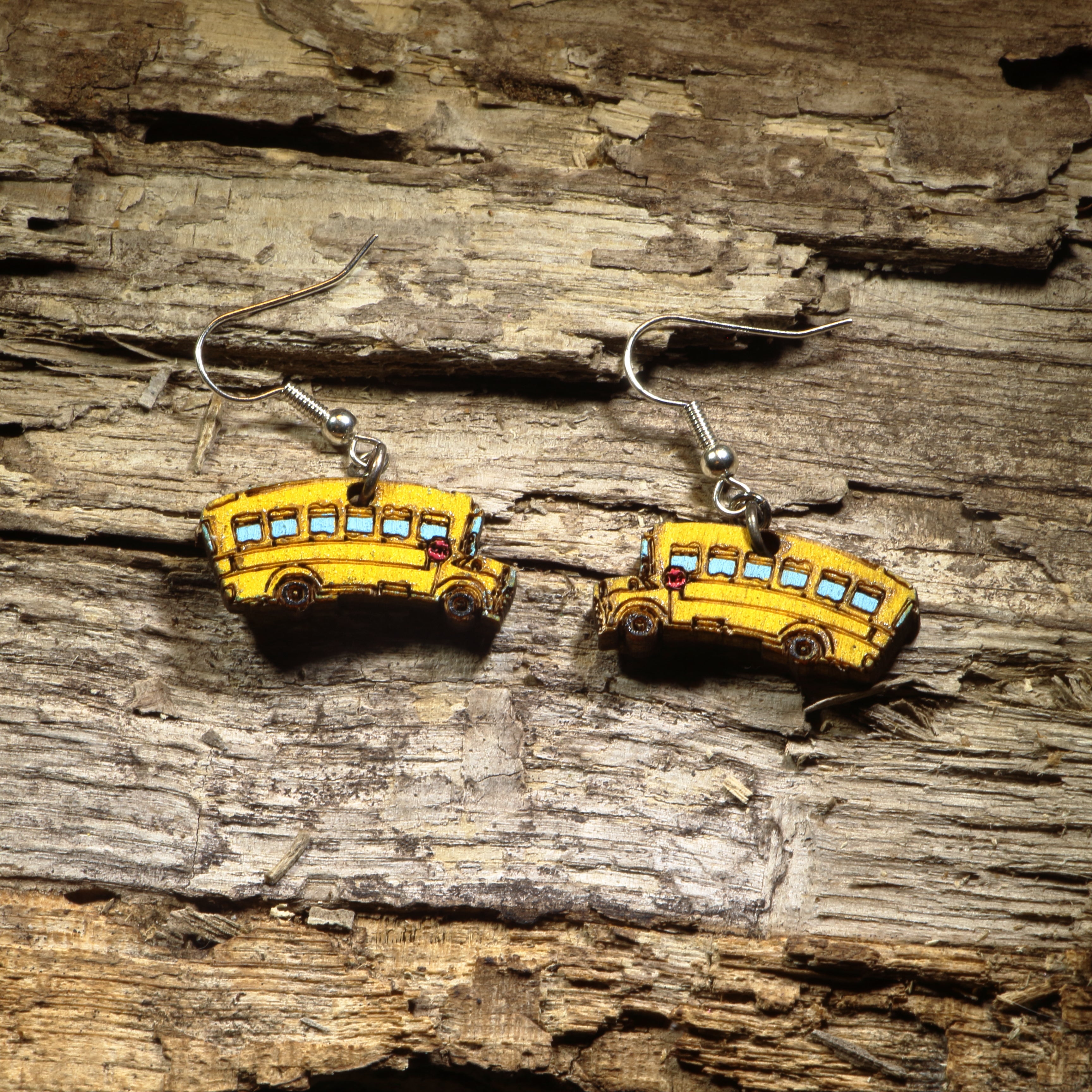 School Bus Wooden Earrings | Teacher Back to School Jewelry by Cate's Concepts, LLC