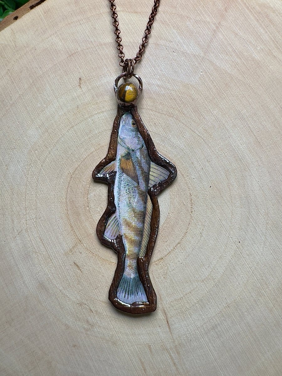 Sea Mullet and Tigers Eye Necklace by Copper Ashes