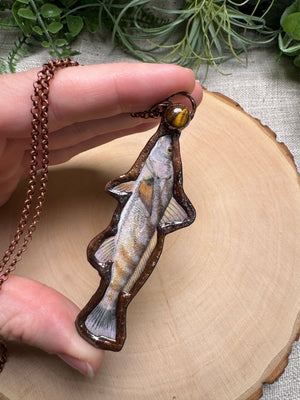 Sea Mullet and Tigers Eye Necklace detail view by Copper Ashes