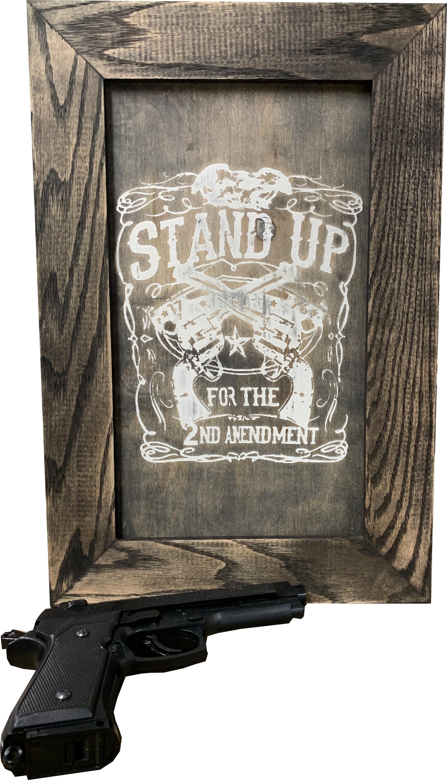Stand Up for the 2nd Amendment Hidden Gun Storage Firearm Concealment Wall Decor by Bellewood Designs, Southern home decor main product photo