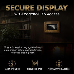 Wall Mounted Pistol Display Case - Handcrafted Gun Cabinet with Magnetic Lock for Secure Storage - Quick Access Gun Display Case with Mount & Customiz by Bellewood Designs