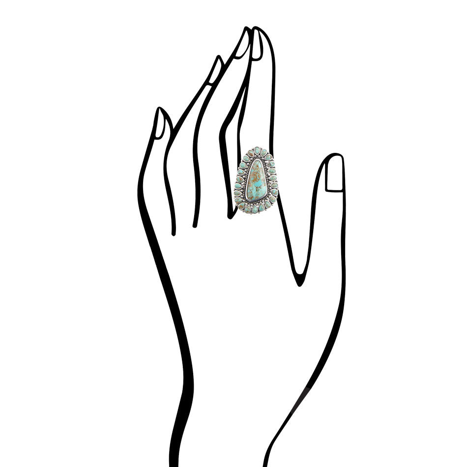 Sedona Blue Turquoise and Sterling Silver Statement Ring detail view by Barse Jewelry