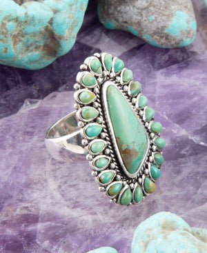 Sedona Blue Turquoise and Sterling Silver Statement Ring detail view by Barse Jewelry