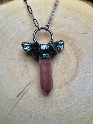 Seraphine- Red Aventurine and Bone Necklace detail view by Copper Ashes