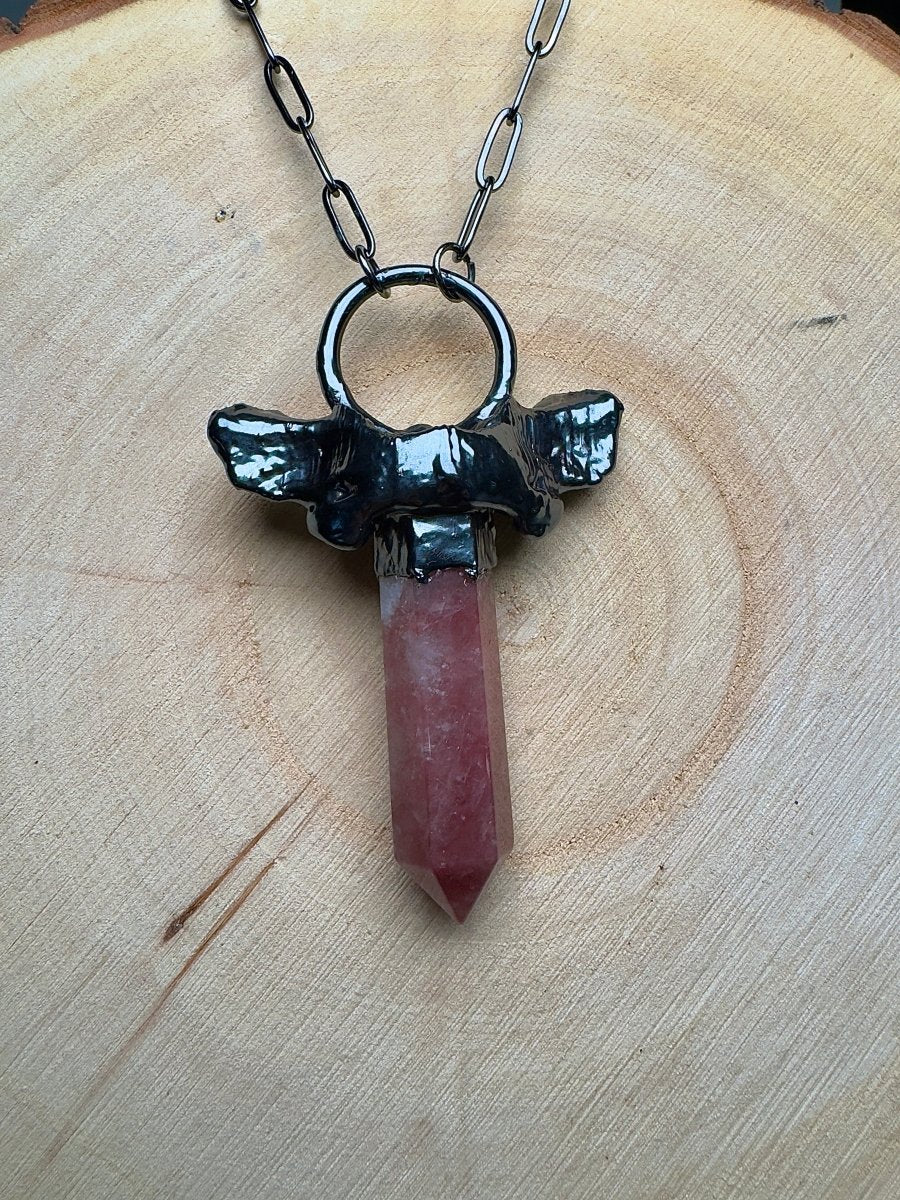 Seraphine- Red Aventurine and Bone Necklace detail view by Copper Ashes