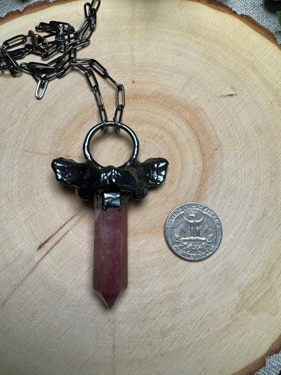 Seraphine- Red Aventurine and Bone Necklace detail view by Copper Ashes