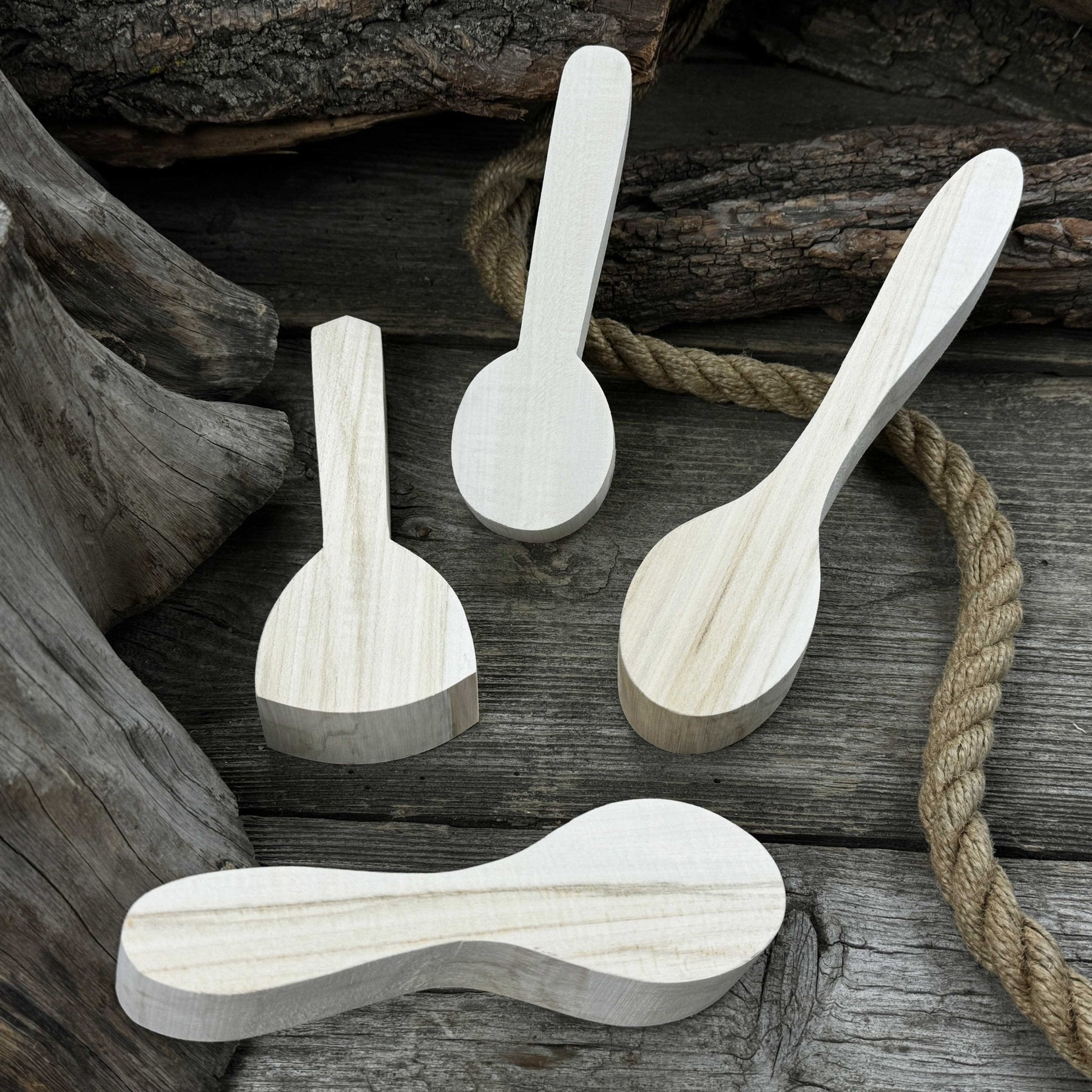 Set of 12 Linden Wood Spoon Carving Blanks detail view by Sharky Forged Steel Tools