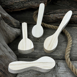 Set of 12 Linden Wood Spoon Carving Blanks detail view by Sharky Forged Steel Tools
