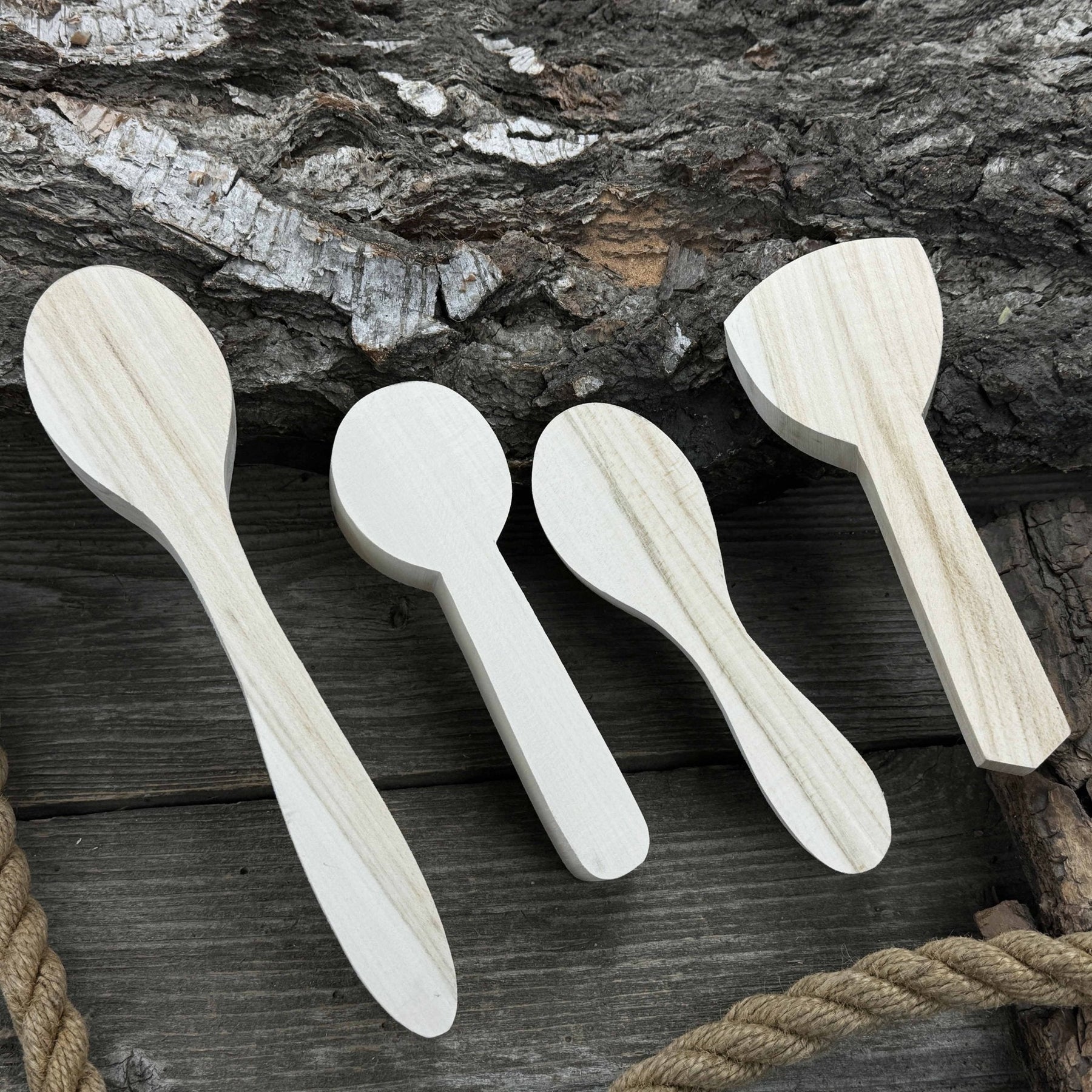 Set of 12 Linden Wood Spoon Carving Blanks detail view by Sharky Forged Steel Tools