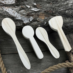 Set of 12 Linden Wood Spoon Carving Blanks detail view by Sharky Forged Steel Tools