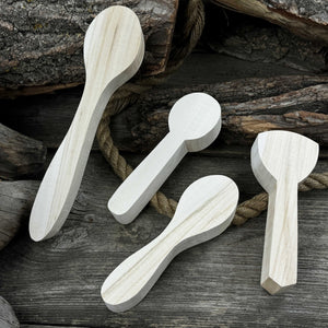 Set of 12 Linden Wood Spoon Carving Blanks detail view by Sharky Forged Steel Tools