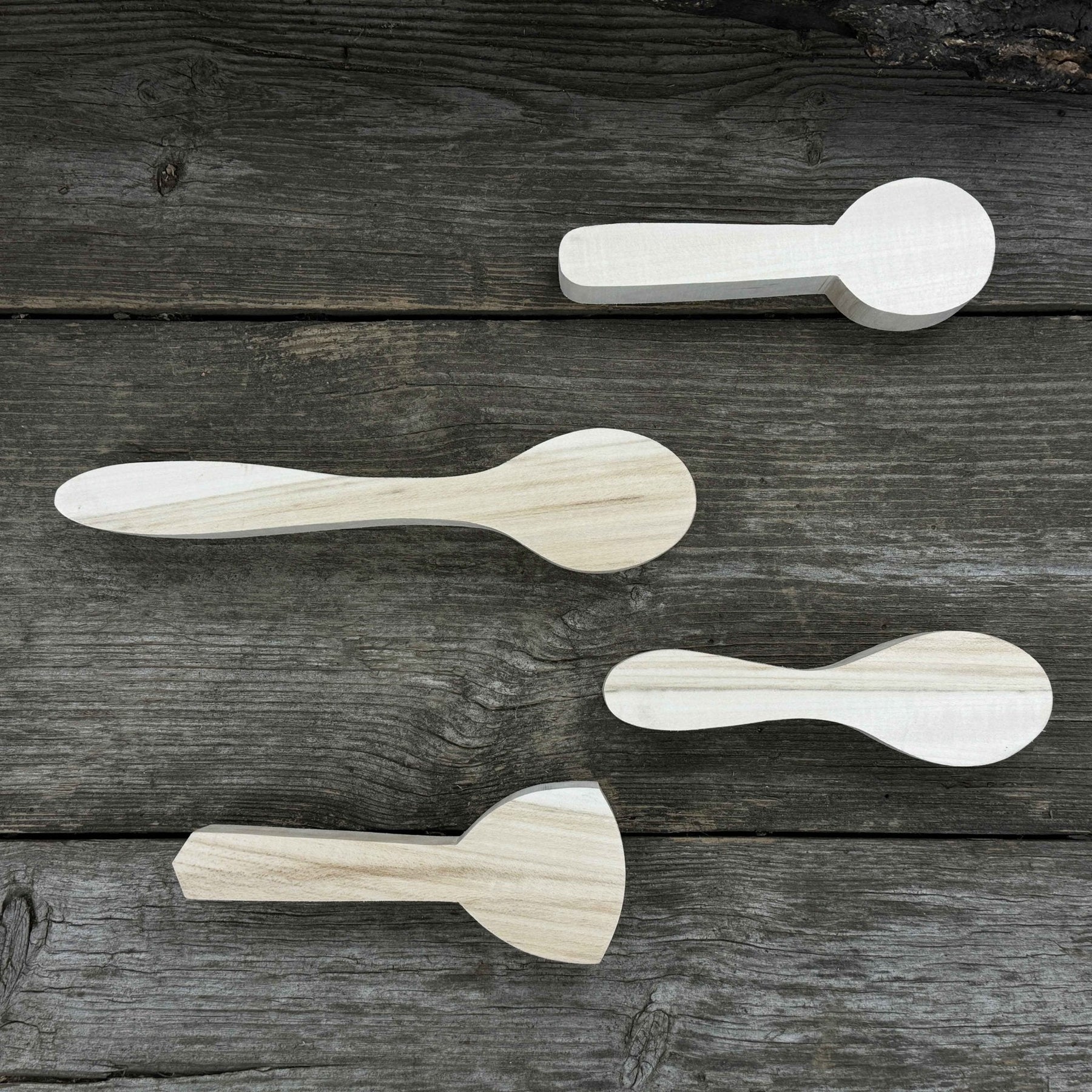 Set of 12 Linden Wood Spoon Carving Blanks detail view by Sharky Forged Steel Tools