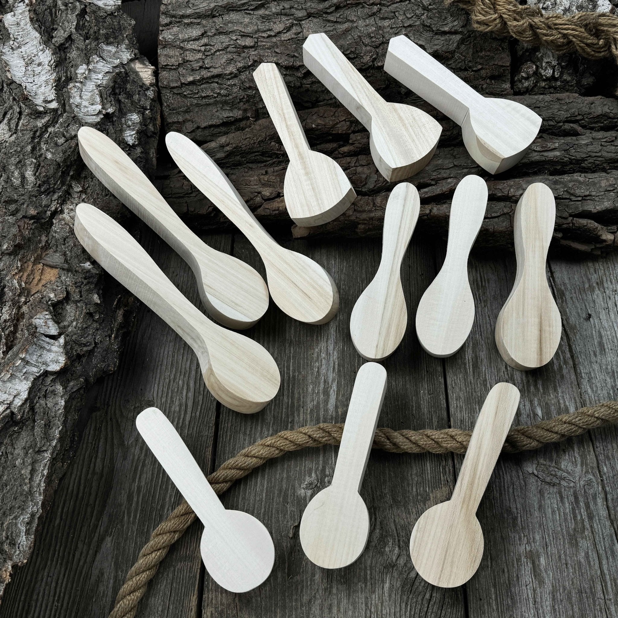 Set of 12 Linden Wood Spoon Carving Blanks by Sharky Forged Steel Tools