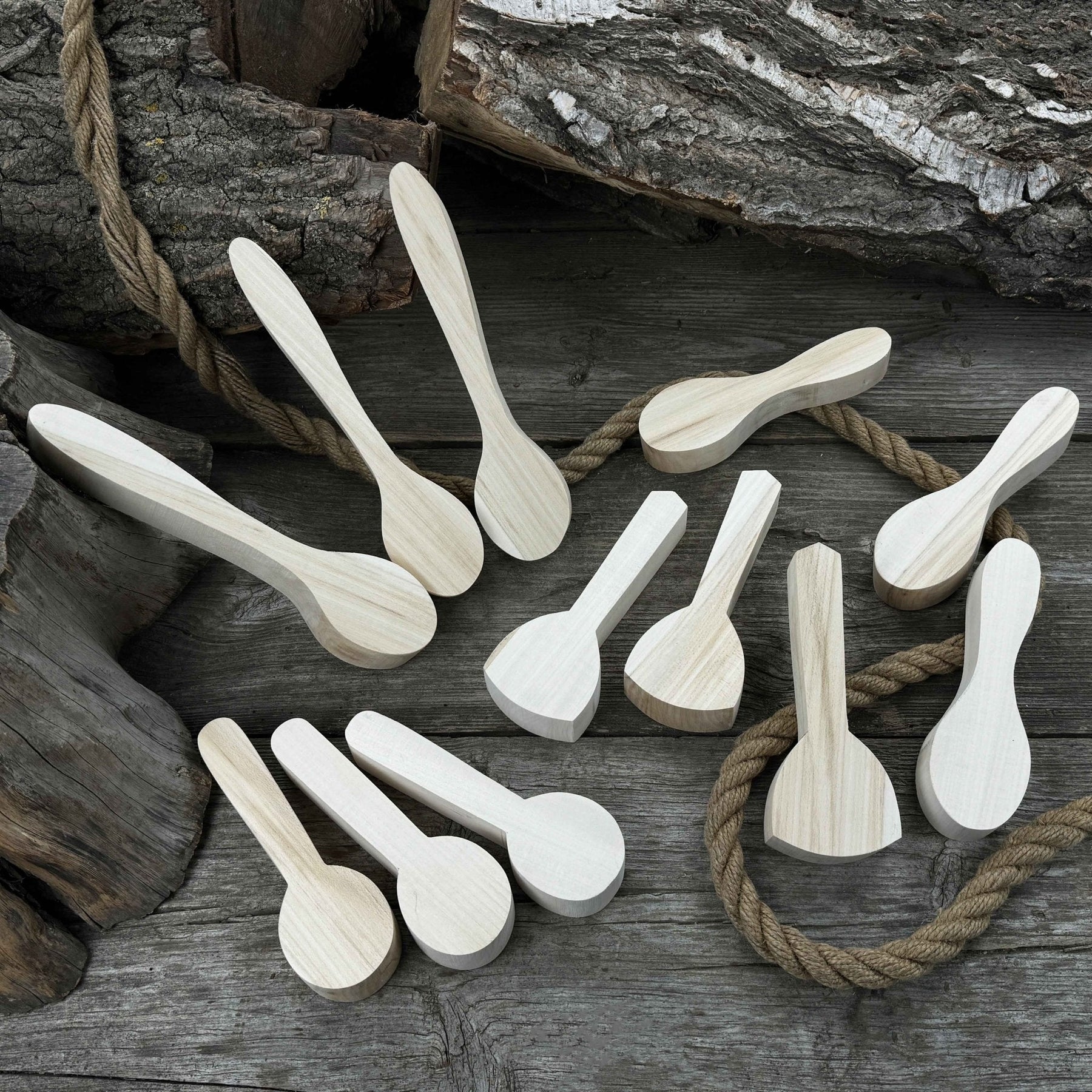 Set of 12 Linden Wood Spoon Carving Blanks detail view by Sharky Forged Steel Tools
