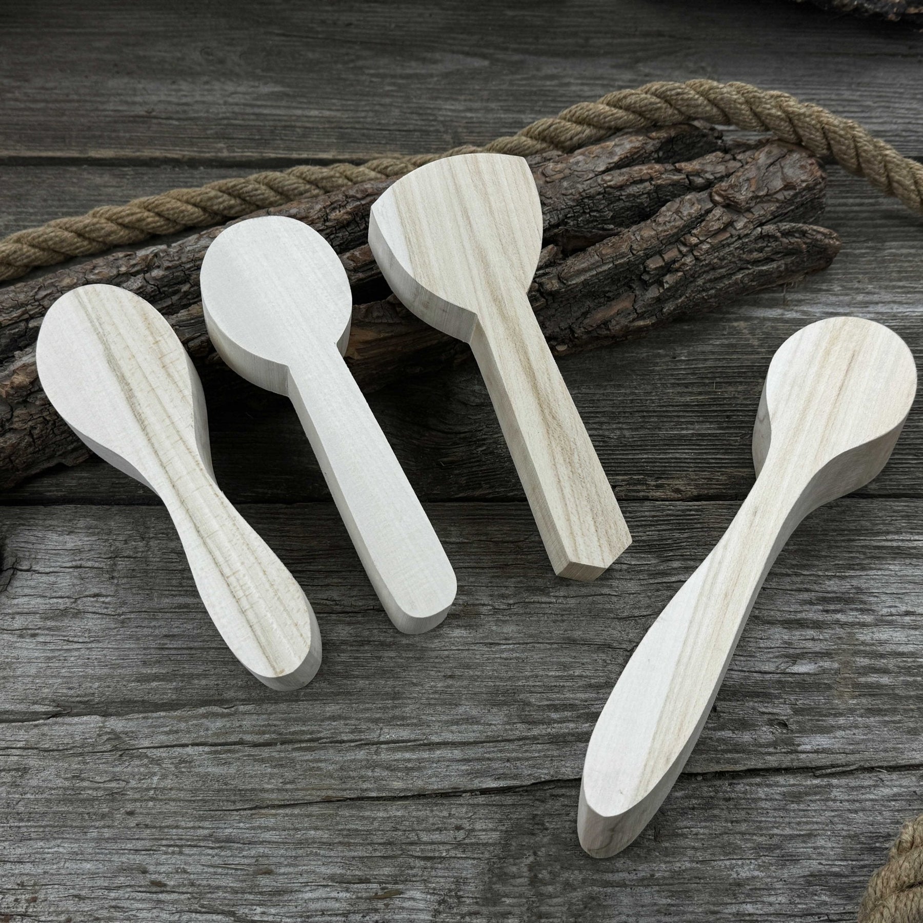 Set of 12 Linden Wood Spoon Carving Blanks detail view by Sharky Forged Steel Tools