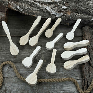 Set of 12 Linden Wood Spoon Carving Blanks detail view by Sharky Forged Steel Tools