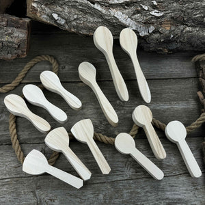 Set of 12 Linden Wood Spoon Carving Blanks detail view by Sharky Forged Steel Tools