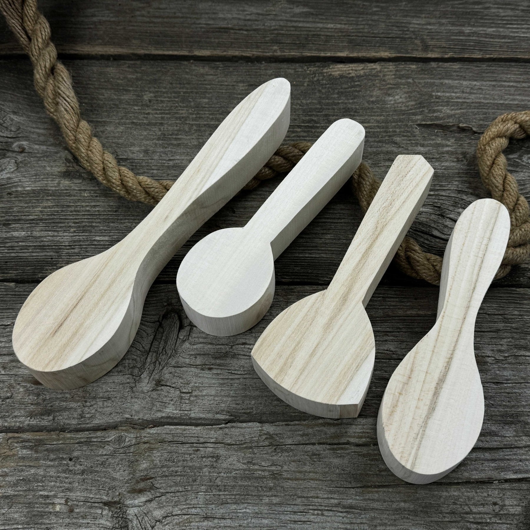 Set of 12 Linden Wood Spoon Carving Blanks detail view by Sharky Forged Steel Tools