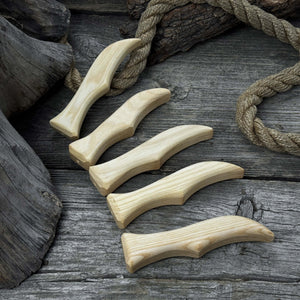 Set of 5 Ash Wood Knife Handles detail view by Sharky Forged Steel Tools