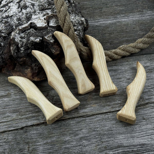 Set of 5 Ash Wood Knife Handles detail view by Sharky Forged Steel Tools