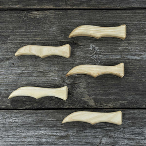 Set of 5 Ash Wood Knife Handles detail view by Sharky Forged Steel Tools
