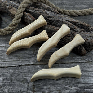 Set of 5 Ash Wood Knife Handles by Sharky Forged Steel Tools