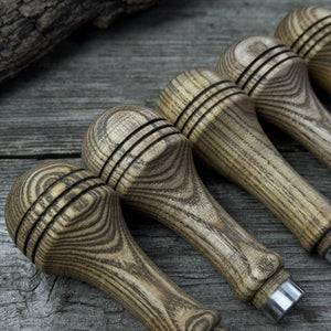 Set of 5 Ash Wood Replacement Handles with Aluminum Rings detail view by Sharky Forged Steel Tools