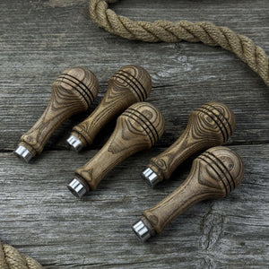 Set of 5 Ash Wood Replacement Handles with Aluminum Rings detail view by Sharky Forged Steel Tools
