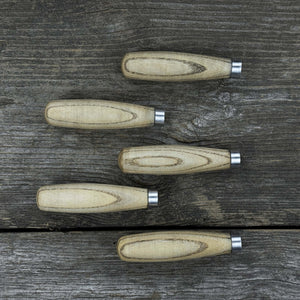 Set of 5 Compact Ash Wood Handles detail view by Sharky Forged Steel Tools