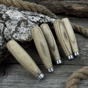 Set of 5 Compact Ash Wood Handles detail view by Sharky Forged Steel Tools