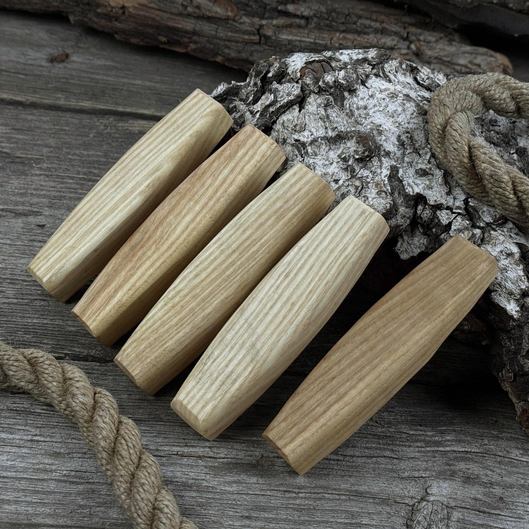 Set of 5 Replacement Wooden Handles for Knives and Drawknives detail view by Sharky Forged Steel Tools