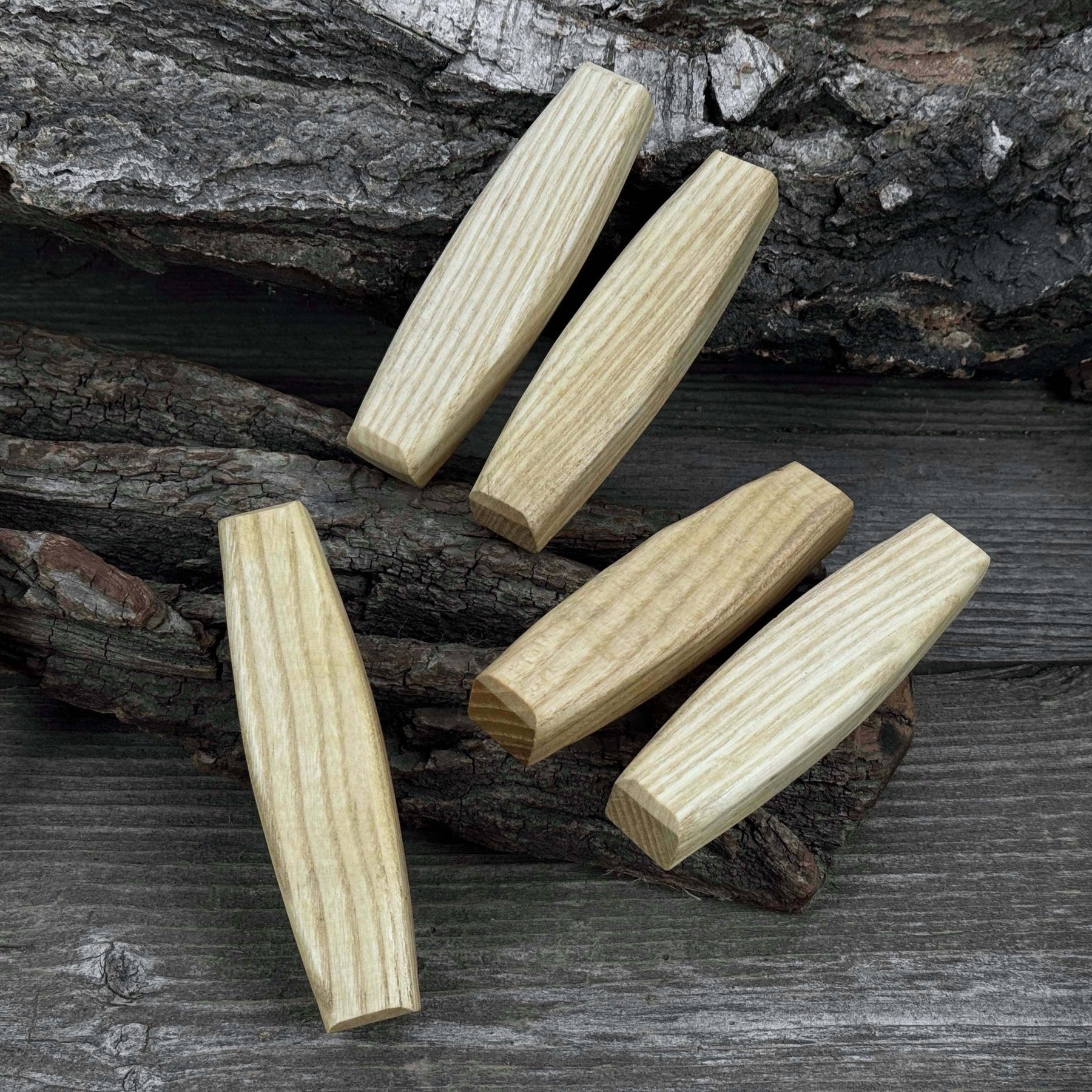 Set of 5 Replacement Wooden Handles for Knives and Drawknives detail view by Sharky Forged Steel Tools