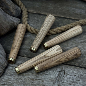 Set of 5 Tapered Ash Wood Handles with Brass Rings by Sharky Forged Steel Tools