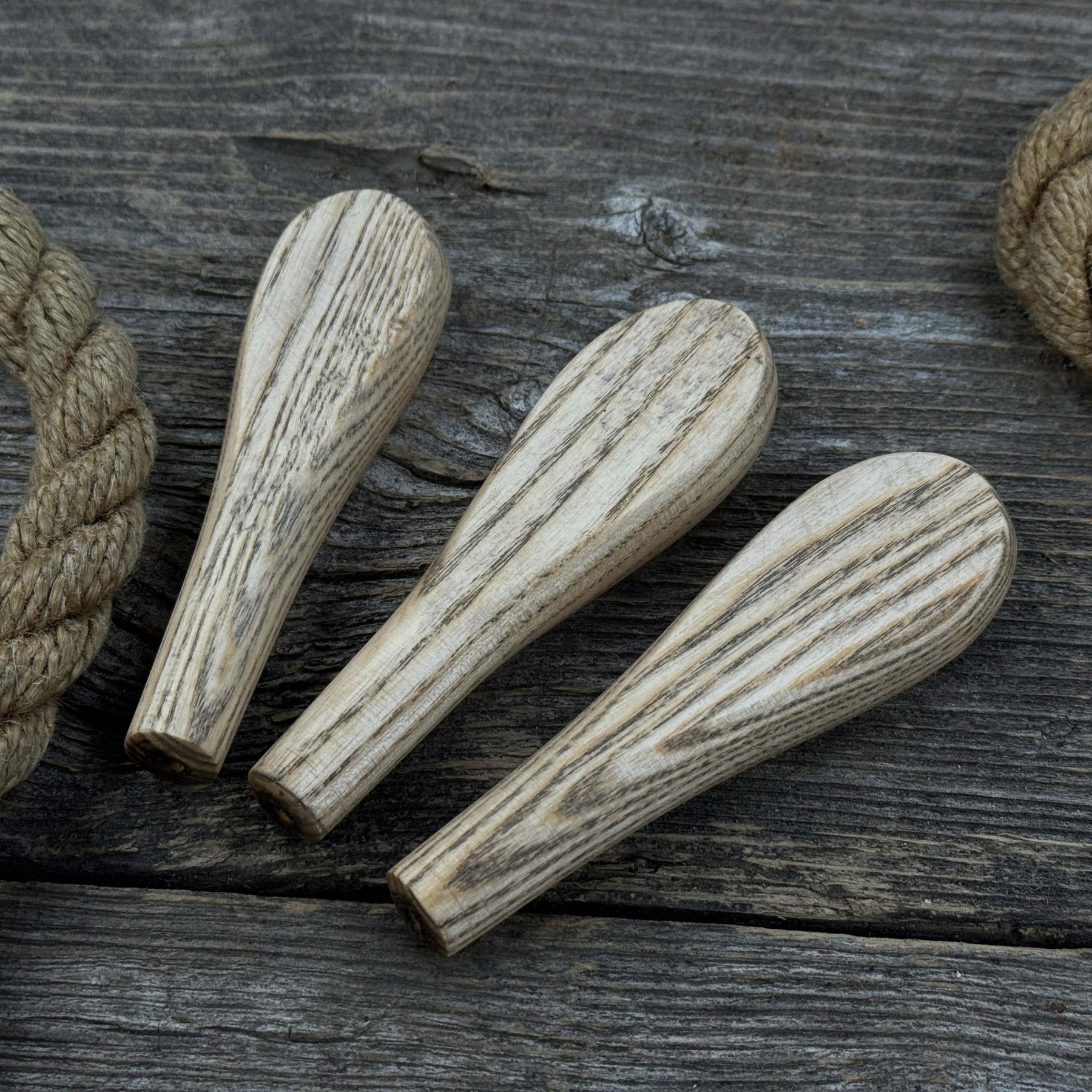 Set of 5 Universal Ash Wood Handles detail view by Sharky Forged Steel Tools
