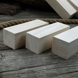 Set of 6 Large Linden Wood Carving Blanks detail view by Sharky Forged Steel Tools