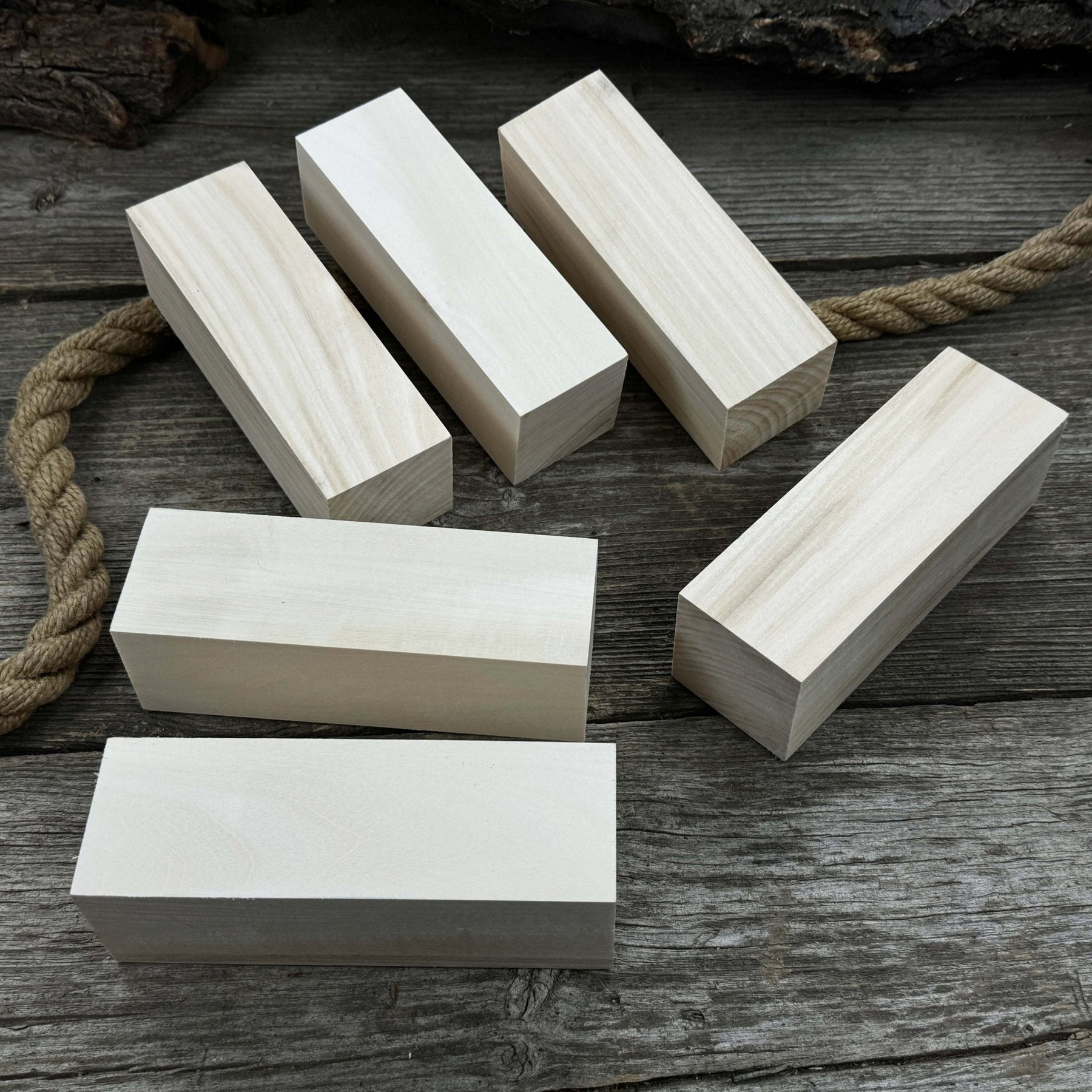 Set of 6 Large Linden Wood Carving Blanks detail view by Sharky Forged Steel Tools