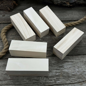 Set of 6 Large Linden Wood Carving Blanks detail view by Sharky Forged Steel Tools