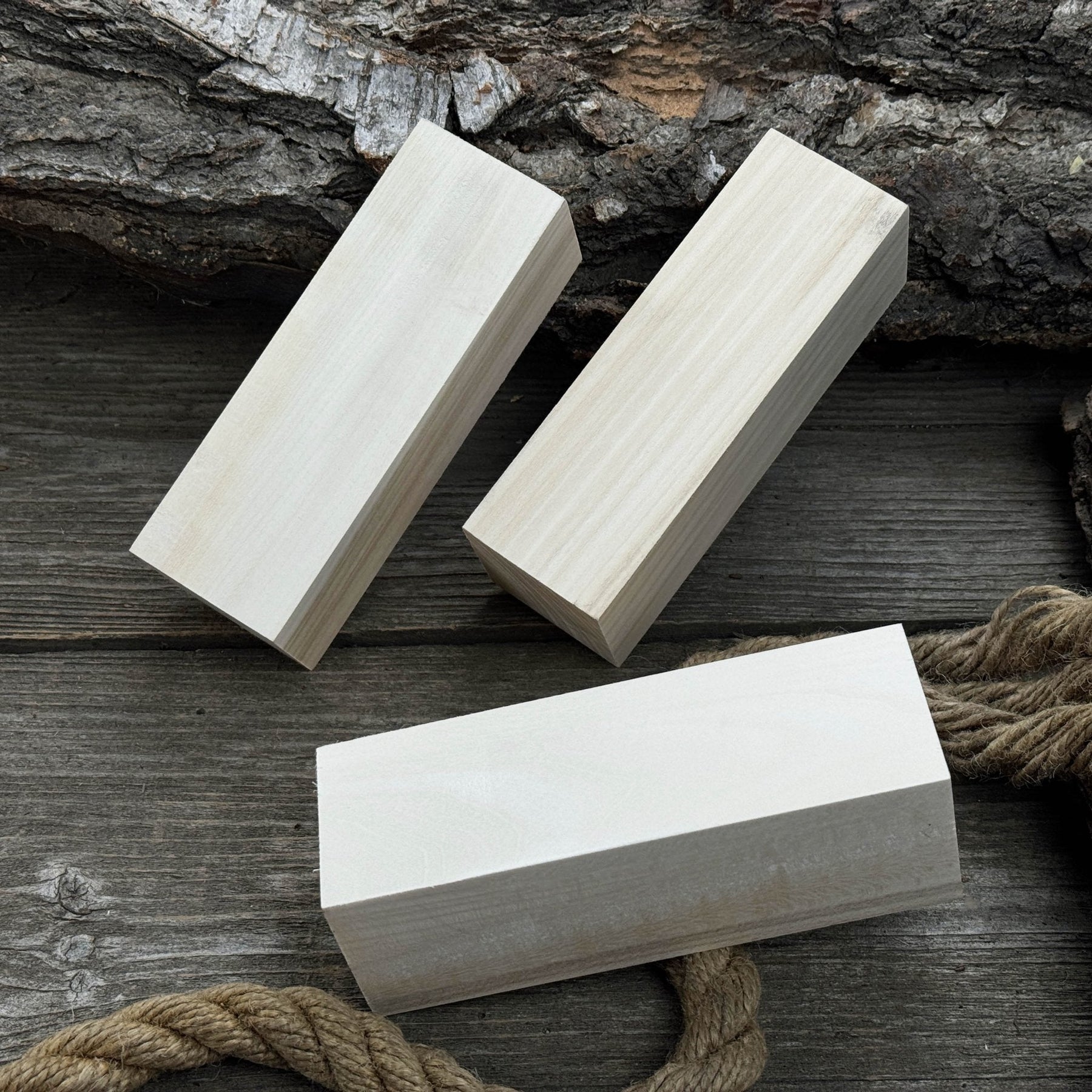 Set of 6 Large Linden Wood Carving Blanks detail view by Sharky Forged Steel Tools