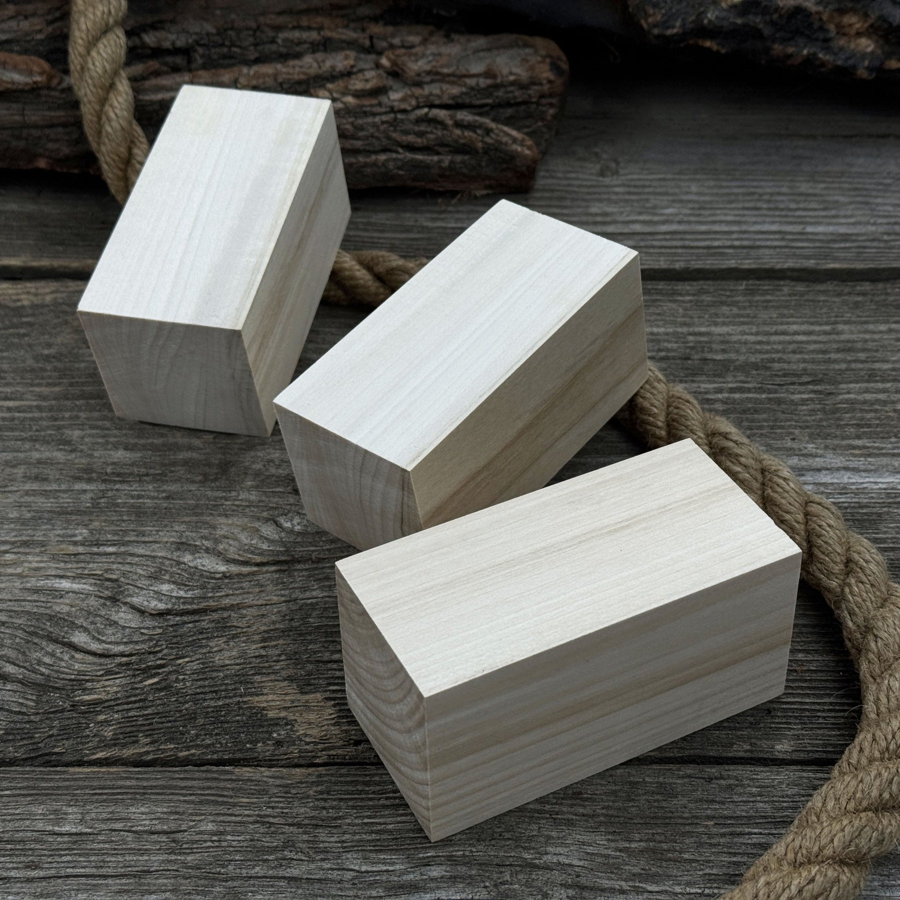 Set of 6 Linden Wood Carving Blanks, 10 × 5 × 5 cm (3.94 × 1.97 × 1.97 inches) detail view by Sharky Forged Steel Tools