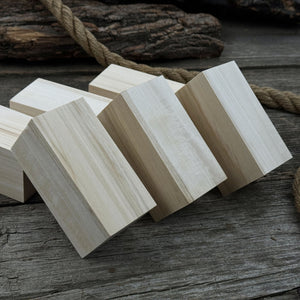 Set of 6 Linden Wood Carving Blanks, 10 × 5 × 5 cm (3.94 × 1.97 × 1.97 inches) detail view by Sharky Forged Steel Tools