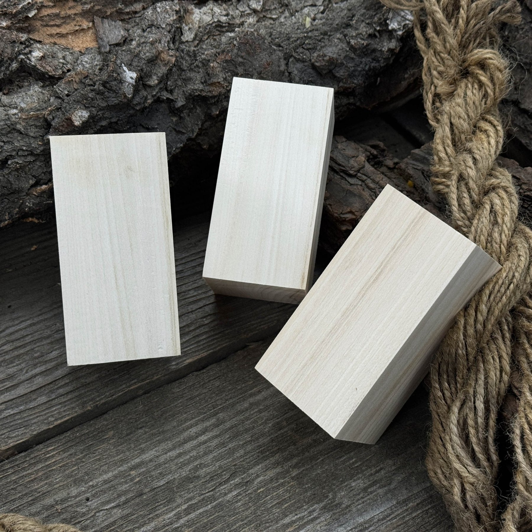 Set of 6 Linden Wood Carving Blanks, 10 × 5 × 5 cm (3.94 × 1.97 × 1.97 inches) detail view by Sharky Forged Steel Tools