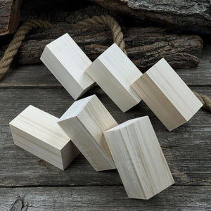 Set of 6 Linden Wood Carving Blanks, 10 × 5 × 5 cm (3.94 × 1.97 × 1.97 inches) detail view by Sharky Forged Steel Tools