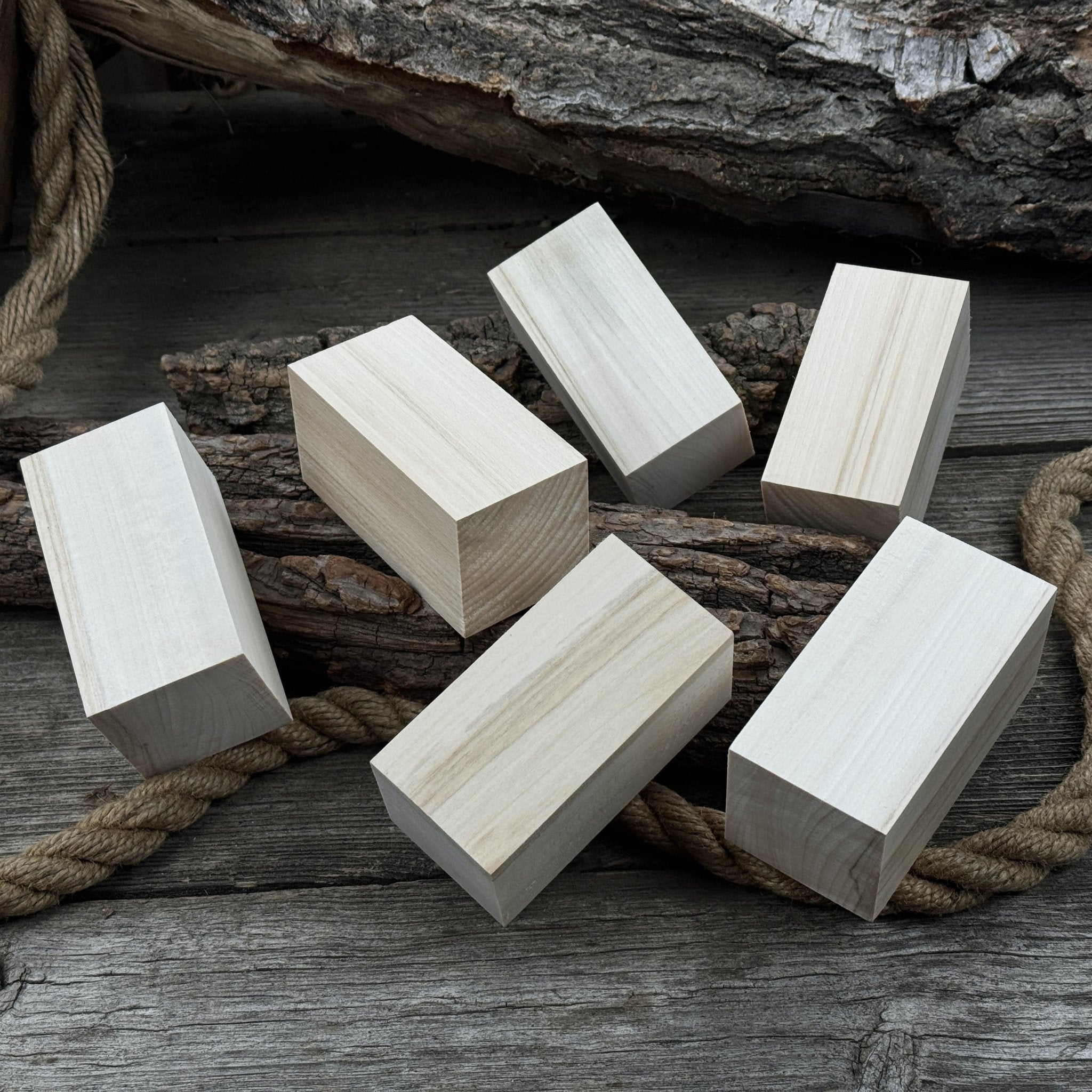 Set of 6 Linden Wood Carving Blanks, 10 × 5 × 5 cm (3.94 × 1.97 × 1.97 inches) by Sharky Forged Steel Tools