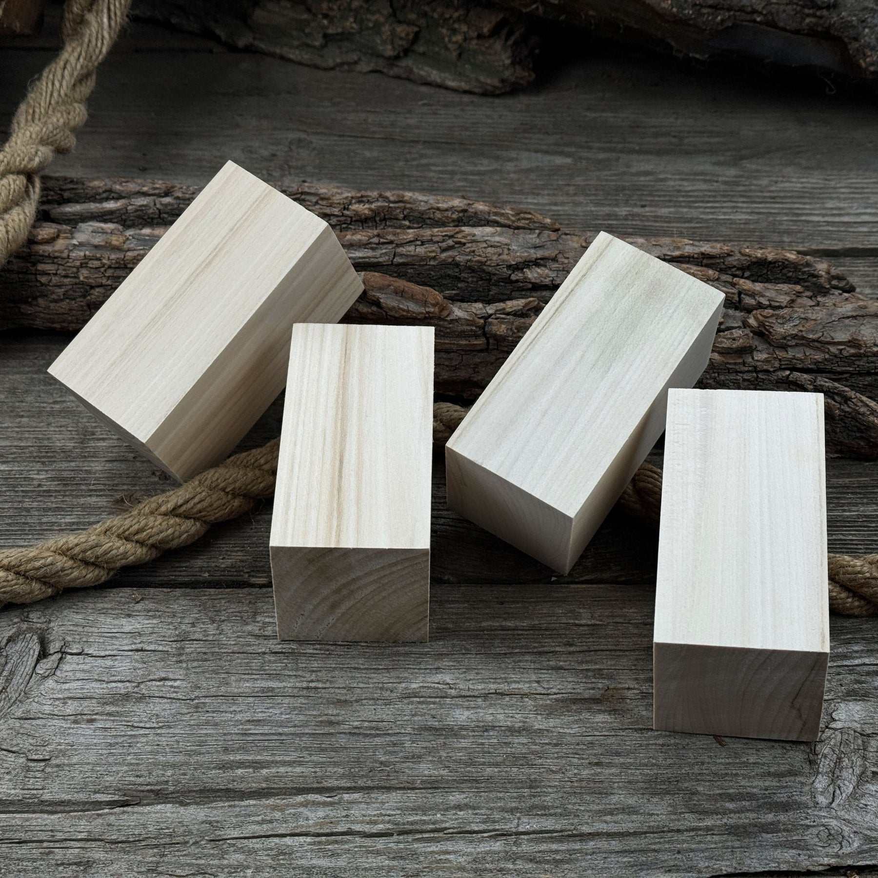 Set of 6 Linden Wood Carving Blanks, 10 × 5 × 5 cm (3.94 × 1.97 × 1.97 inches) detail view by Sharky Forged Steel Tools