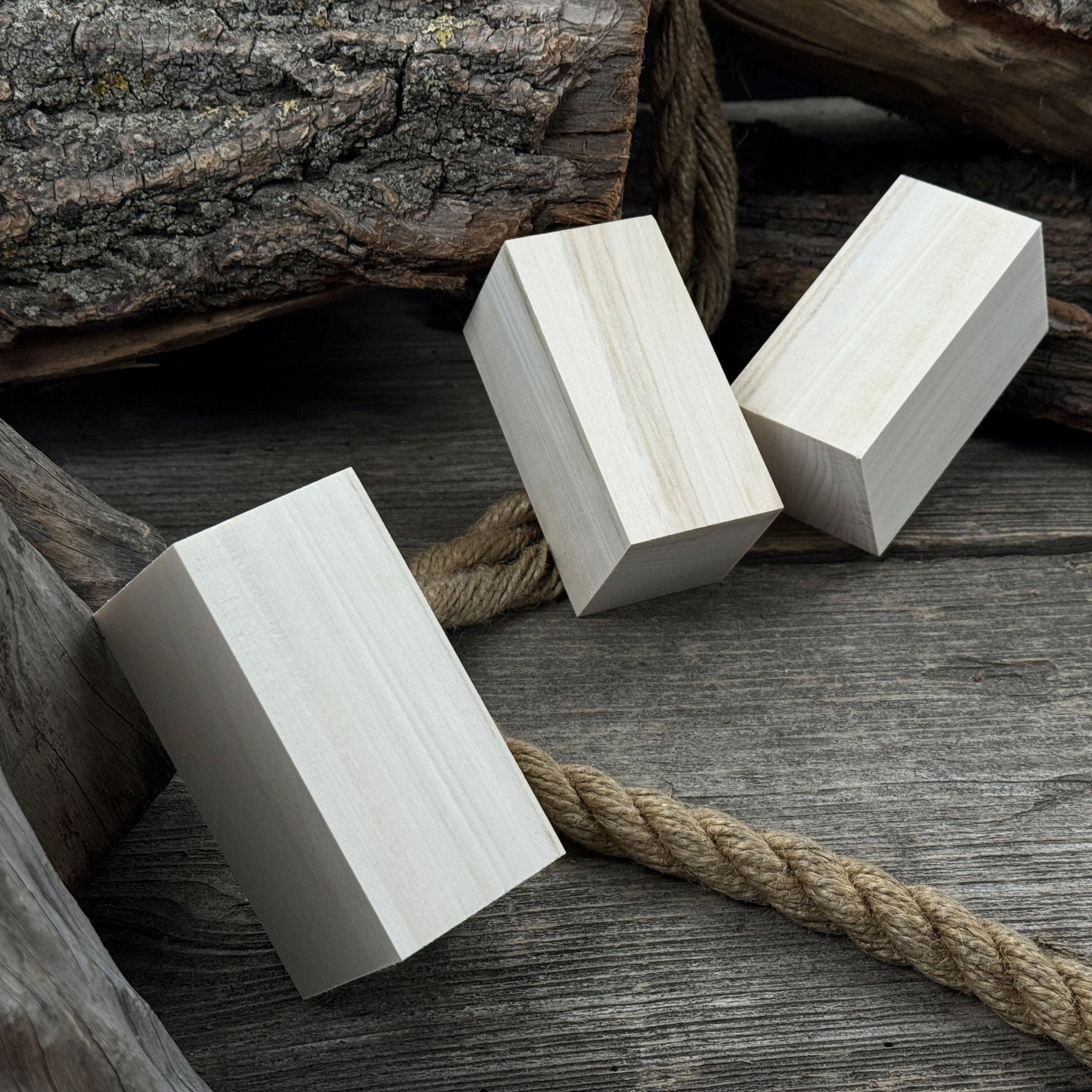 Set of 6 Linden Wood Carving Blanks, 10 × 5 × 5 cm (3.94 × 1.97 × 1.97 inches) detail view by Sharky Forged Steel Tools