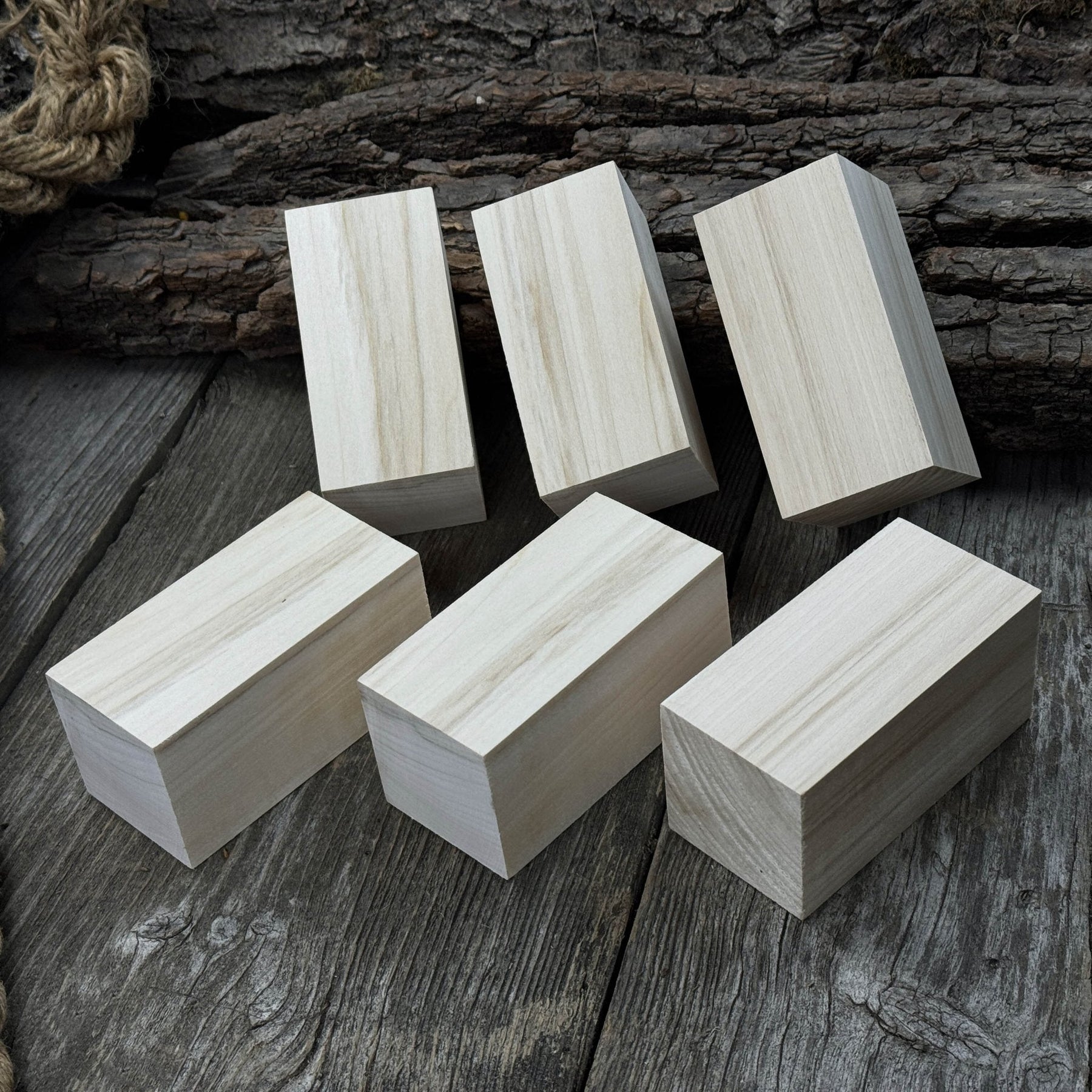 Set of 6 Linden Wood Carving Blanks, 10 × 5 × 5 cm (3.94 × 1.97 × 1.97 inches) detail view by Sharky Forged Steel Tools