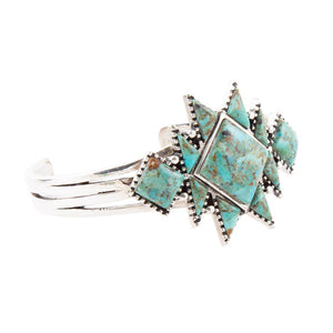 Sharp Blue Turquoise and Sterling Silver Cuff Bracelet by Barse Jewelry