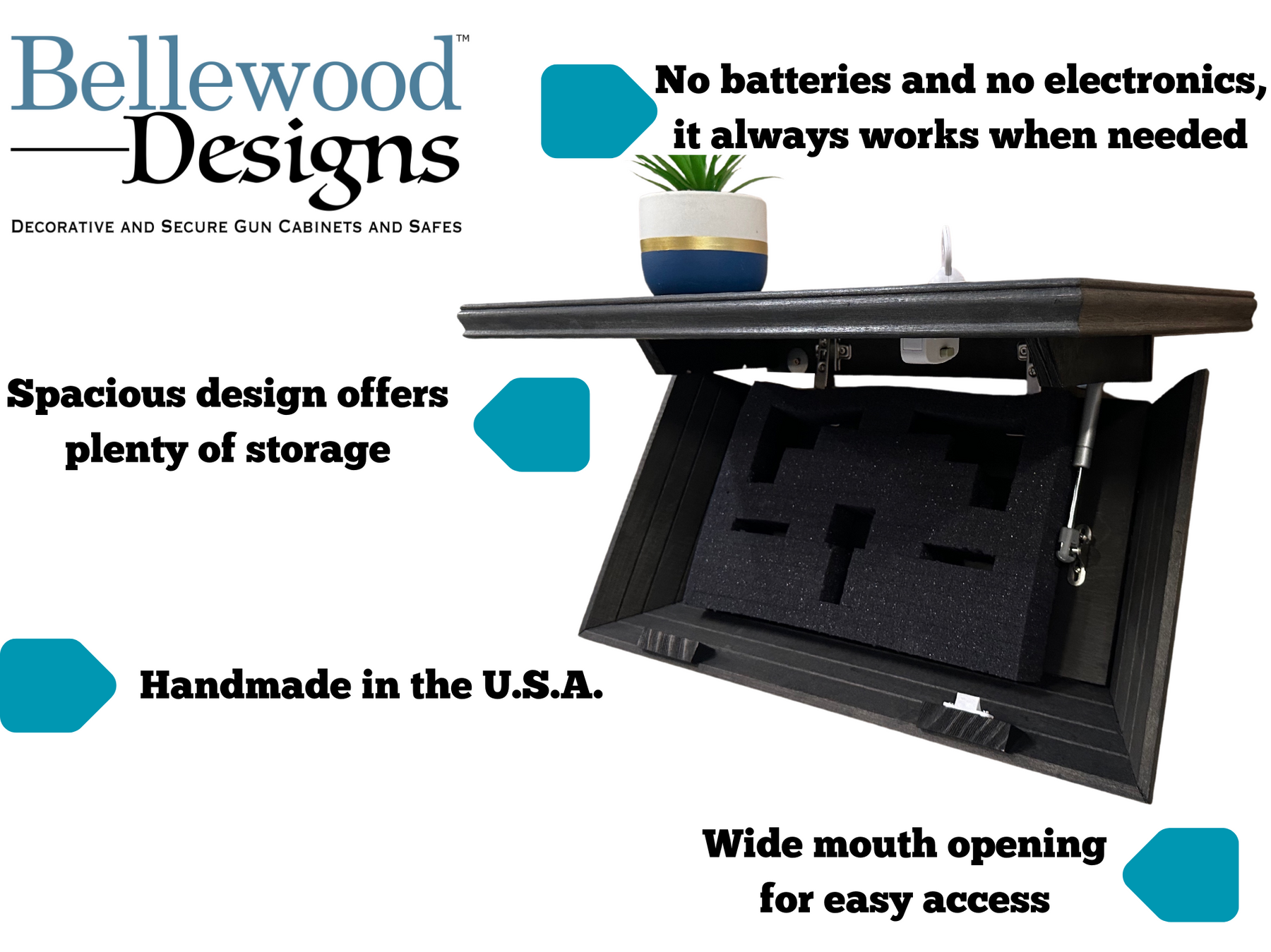 Hidden Gun Storage, Gun Storage Concealment Shelf - Secure Hidden Compartment Storage Shelf Yet Quickly Accessible (Jacobean) by Bellewood Designs, Southern home decor detail