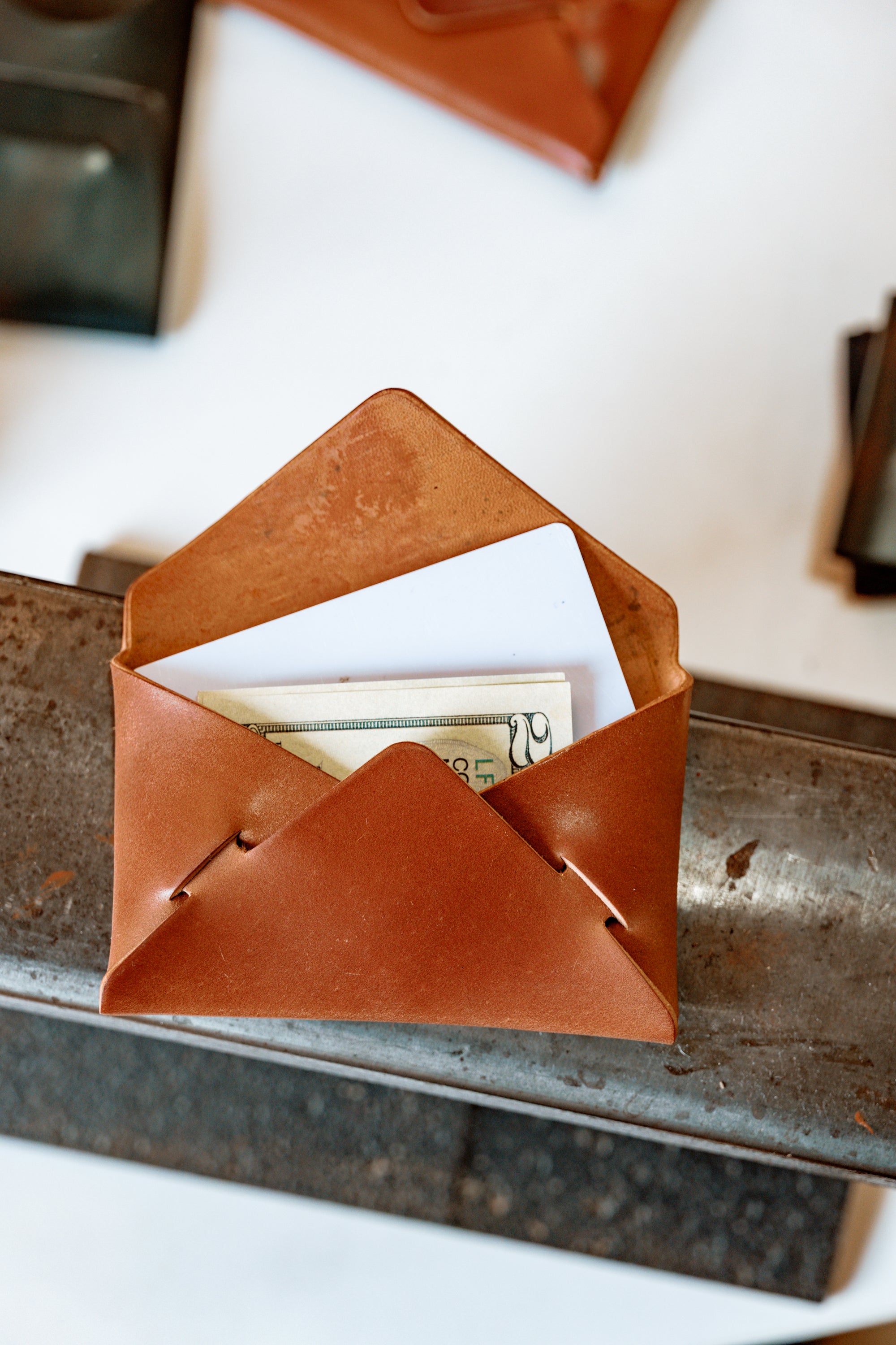 Envelope Wallet - Horween Natural Shell Cordovan by Loyal Stricklin, handmade leather goods detail photo 2