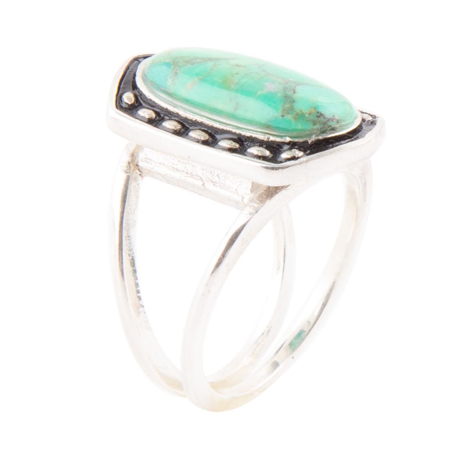 Shielded Lime Green Turquoise and Sterling Silver Ring by Barse Jewelry